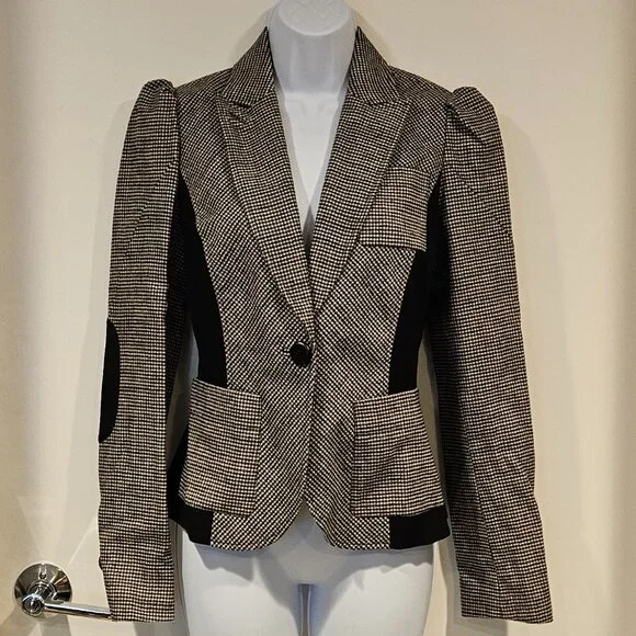 DVF 'Theobald' Blazer-Jacket, Houndstooth Print, Size 6 - Picture 1 of 13
